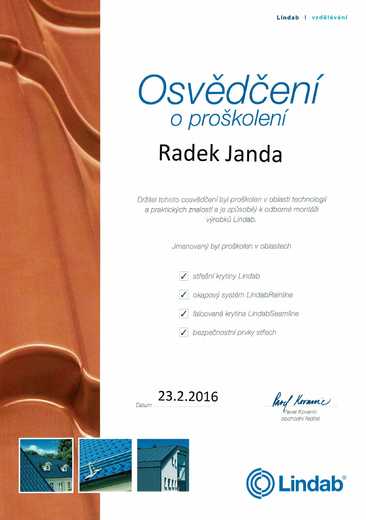 Osvědčení k montáži výrobků Lindab_1