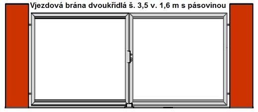 Vjezdová brána dvoukřídlá š. 3,5m v. 1,6m s pásovinou.jpg
