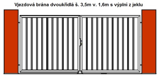 Vjezdová brána dvoukřídlá š. 3,5m v. 1,6m s výplní z jeklu.jpg