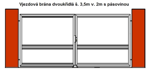 Vjezdová brána dvoukřídlá š. 3,5m v. 2m s pásovinou.jpg
