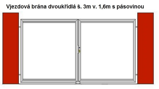 Vjezdová brána dvoukřídlá š. 3m v. 1,6m s pásovinou.jpg