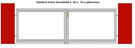 Vjezdová brána dvoukřídlá š. 3m v. 1m s pásovinou.jpg
