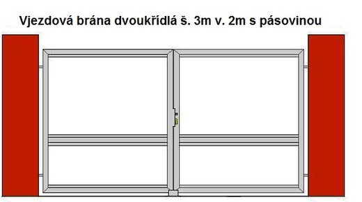 Vjezdová brána dvoukřídlá š. 3m v. 2m s pásovinou.jpg