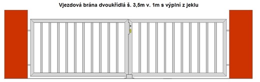 Vjezdová brána dvoukřídlá s výplní z jeklu š. 3,5m v. 1m.jpg