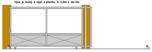 Vjezdová brána posuvná po kojenici  š. do 3,5m v. 2m s výplní z 